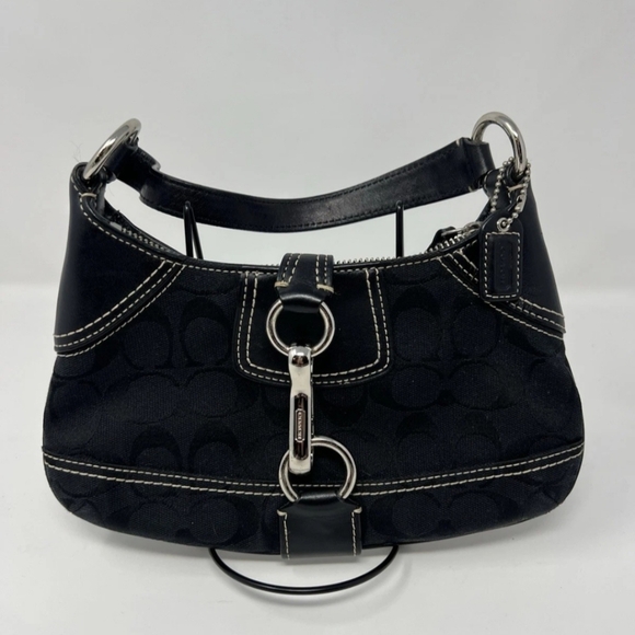 Coach Handbags - Coach Vintage Y2K Mini Slim Hampton Soho Clip Black Signature Shoulder Bag EUC